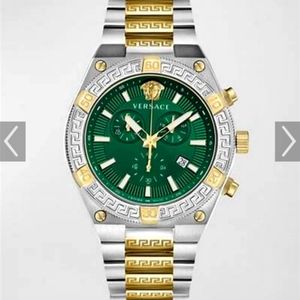 Versace Men's Swiss Chronograph v-Sporty Greca Two tone bracelet watch